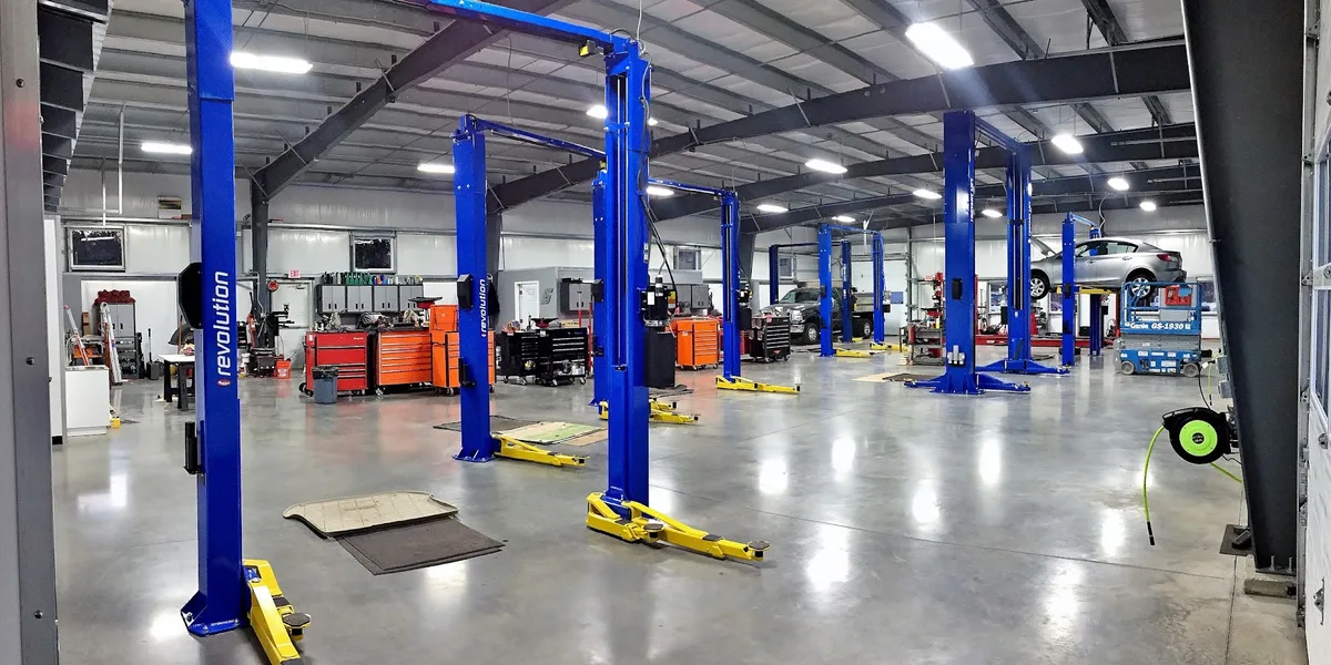 Vehicle lifts inside the L & S Automotive service department